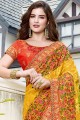 Yellow Saree with Embroidered Georgette