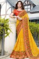 Yellow Saree with Embroidered Georgette