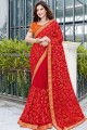 Latest Georgette Embroidered Red Saree with Blouse