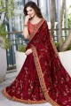 Maroon Saree in Georgette with Embroidered