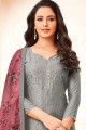 Silk Salwar Kameez with Silk in Grey