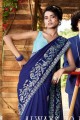Art Silk Saree in Royal Blue with Embroidered
