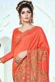 Alluring Embroidered Saree in Orange Art Silk