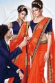 New Embroidered Art Silk Saree in Orange