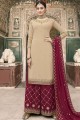 Beige Sharara Suits in Georgette with Georgette