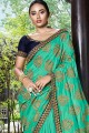 Sea Green Art Silk Embroidered Saree with Blouse