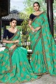 Sea Green Art Silk Embroidered Saree with Blouse