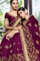 Art Silk Saree with Embroidered in Wine 
