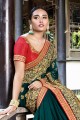 Teal Green Art Silk Embroidered Saree with Blouse