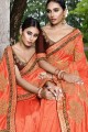 Orange Art Silk Embroidered Saree with Blouse