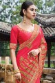 Delicate Rani Pink Art Silk Embroidered Saree with Blouse