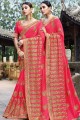 Delicate Rani Pink Art Silk Embroidered Saree with Blouse