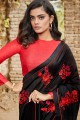 Glorious Silk Embroidered Black Saree with Blouse