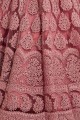 Embroidered Net Lehenga Choli in Dusty Pink