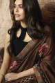 Opulent Brown Embroidered Silk Saree