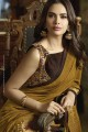 Mustard Yellow Silk Embroidered Saree with Blouse