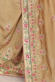 Fashionable Embroidered Saree in Beige Art Silk