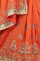 Orange Embroidered Art Silk Saree
