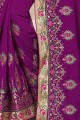 Embroidered Art Silk Saree in Dark Purple