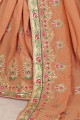 Saree in Dark Beige Art Silk with Embroidered