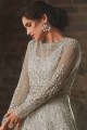 Light Grey Net Churidar Anarkali Suits with Net