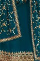 Teal Blue Palazzo Suits in Georgette with Georgette