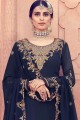 Georgette Navy Blue Palazzo Suits with dupatta