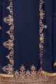 Georgette Navy Blue Palazzo Suits with dupatta