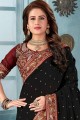 Splendid Silk Embroidered Black Saree with Blouse