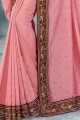 Latest Ethnic Pink Embroidered Silk Saree