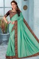 Saree in Sea Green Silk with Embroidered
