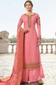 Elegant Pink Silk Palazzo Suits with Satin