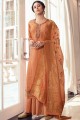 Satin Silk Light Orange Palazzo Suits dupattta
