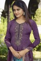 Crepe Palazzo Suits in Purple with Crepe