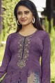 Crepe Palazzo Suits in Purple with Crepe