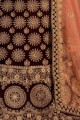 Latest Ethnic Dark maroon Velvet Bridal Lehenga Choli