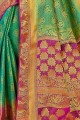 Indian Ethnic Weaving Art Silk Green Saree Blouse