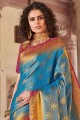 Blue Saree with Weaving Art Silk