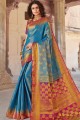 Blue Saree with Weaving Art Silk