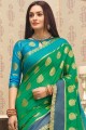 Sea Green Cotton Weaving Saree with Blouse