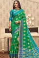 Sea Green Cotton Weaving Saree with Blouse