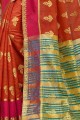 Red Saree in Cotton with Weaving