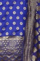 Royal Blue Silk Salwar Kameez with Silk