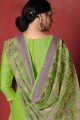 Silk Salwar Kameez in Parrot Green