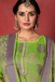 Silk Salwar Kameez in Parrot Green