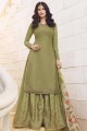 Georgette Sharara Suits in Light olive Green with dupatta