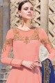 Light Peach Georgette Churidar Anarkali Suits with Georgette