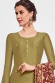 Chanderi Palazzo Suits with Chanderi in Olive Green