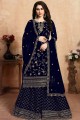 Navy Blue Sharara Suits with Georgette