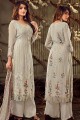 Light Grey Palazzo Suits in Georgette